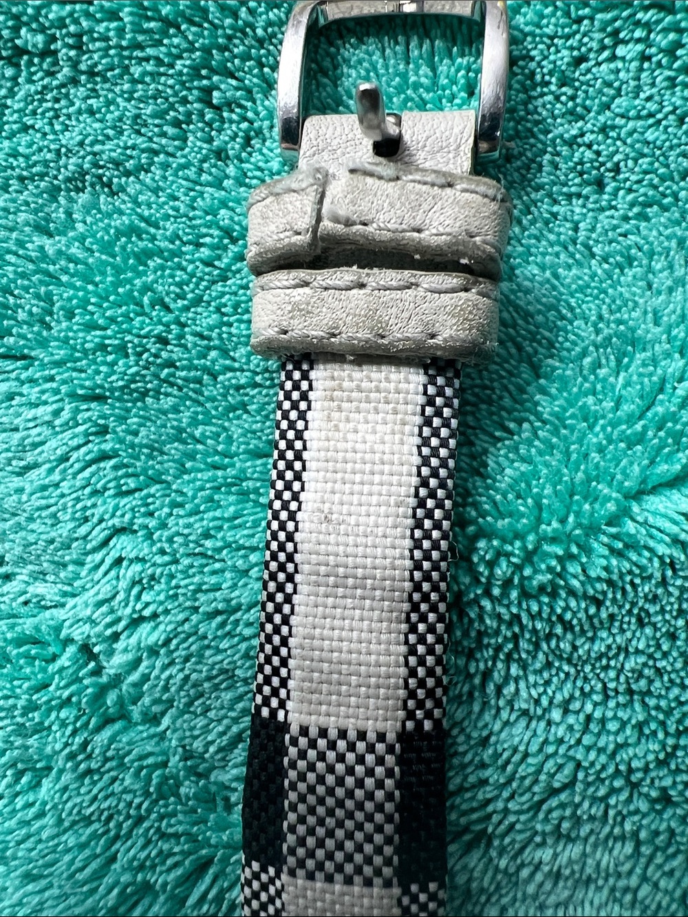 Burberry Silver Case Watch with White Dial and Black-White Check Strap - Picture 2 of 6